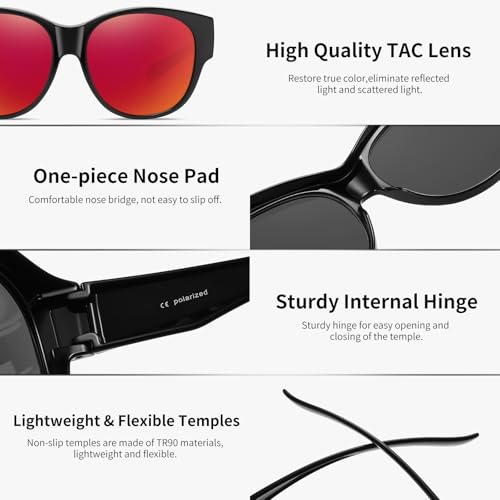 Image of GEGURI Polarized Sunglasses Fit Over Glasses for Men Women, Oversized Square Sun Glasses UV400 Protection Shades