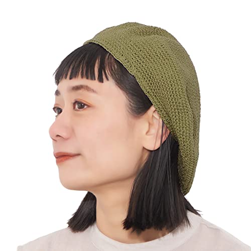 CHARM コットン100% 手編み シンプル ベレー帽 [ フリーサイズ/カーキ ] おしゃれ 大きいサイズ ニット帽子の商品画像（Amazon）