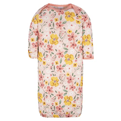 Image of Gerber Baby Girls 4-Pack Sleeper Gown - Soft Cotton Newborn Nightgowns, Elastic Hem Sleepwear Set for Infant Girls
