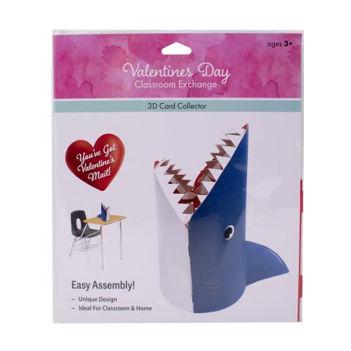 PTI Group Valentines Day DIY Card Collector Mailbox for Kids for Classroom Exchange - Shark