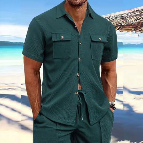 Men's Cotton Button Down Short Sleeve Shirts Casual with PocketOffice-Business Summer Tops