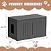 PatioZen Hidden Cat Litter Box, Cat Litter Box Enclosure Furniture with Double Door, Indoor Outdoor Cat House, Adjustable Partition & Side End Table Design, Easy to Clean & Assemble(Black)