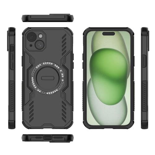 Image of Back Cover Case for Apple iPhone 15 Plus | 360 Protection Mobile Phone Case Mag-Safe | Camera Protection | i Phone 15 Plus Back Cover | iPhone 15Plus - Black TPU+PC