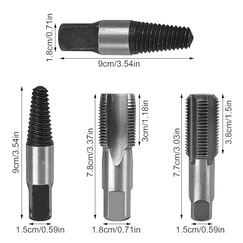 4 Stück Schraubenausdreher Set, 1/2 Zoll und 3/4 Zoll Gewindeschneider Set, Rohrbruch-Extraktor y Reparaturhahn, Linksausdreher, Zoll Gewindeschneider Set