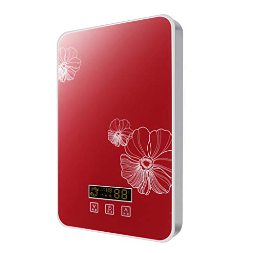 YANZEDIAN Ultra-thin 6.5/8.5KW Instant Electric Water Heater - Tankless Intelligent Constant Temperature Touch Screen Control 3D Spiral Die-casting Body Heating System, 220 V