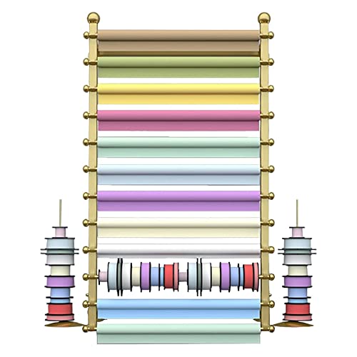 UWYTGF Heavy Duty Wallpaper Storage Rack with Ribbon Tray,Retail Stores/Studio/Home Scarf Holder Stand Wall Mounted,70/80/100/120 Cm Long,Gold,Length,80Cm/31.4In