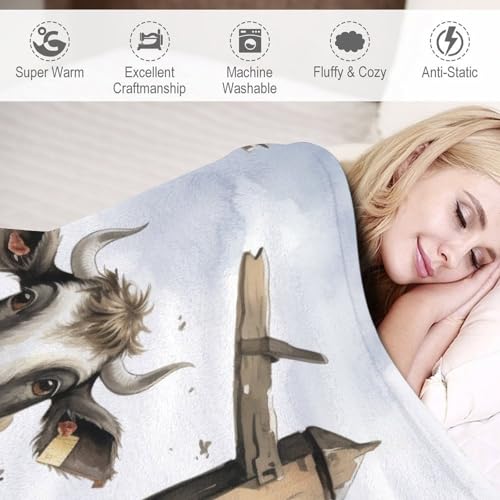 Couverture non rejet en flannel super doux imprimé vache pour en finir avec les peluches