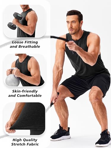 Image of PINSPARK Men's Tank Tops Quick Dry Summer Workout Muscle Shirt Athletic Casual Sleeveless Shirts for Bodybuilding Beach Gym