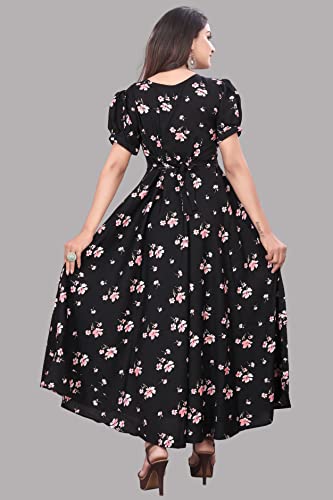 Image of FLARED ALINE MAXI DRESS WITH FLORAL PRINT FOR WOMEN