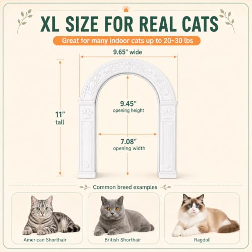 XL Cat Door for Interior Doors Easy to Install in Minutes, No-Flap, White | No Training Required, for Cats Up to 30 lbs, DIY Paintable, Fits 1.25"–1.75" Hollow & Solid Door, Retro Farmhouse Style - Image 4