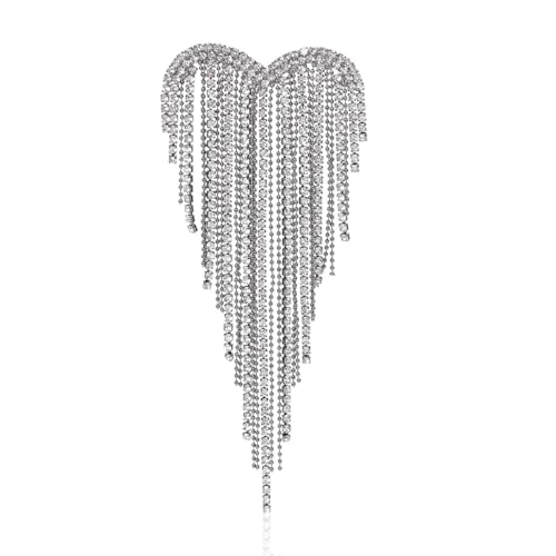 Broche cœur à pompon brillant en strass pour illuminer vos tenues de banquet de luxe