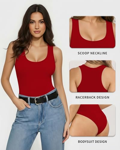 Image of Mangopop Women' Long Sleeve Ribbed Bodysuit Jumpsuits