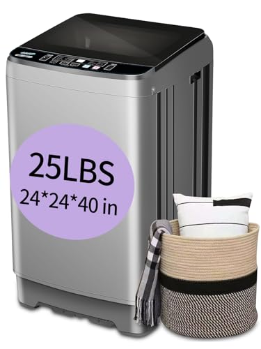 Image of KRIB BLING Full-Automatic Washing Machine with LED Display 25 lbs Portable Washer 10 Wash Program & 8 Water Level Drain Pump Ideal for Camping, Apartment, Dorm Grey