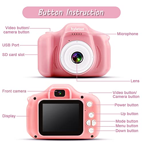 Hyleton Kids Selfie Camera Digital,Child Toddler Video Camera Toys For 3 4 5 6 7 8 9 Year Old,Christmas Birthday Gift For Age 3-8 Girls/Boys With 32Gb Sd Card (Pink) #TOP4