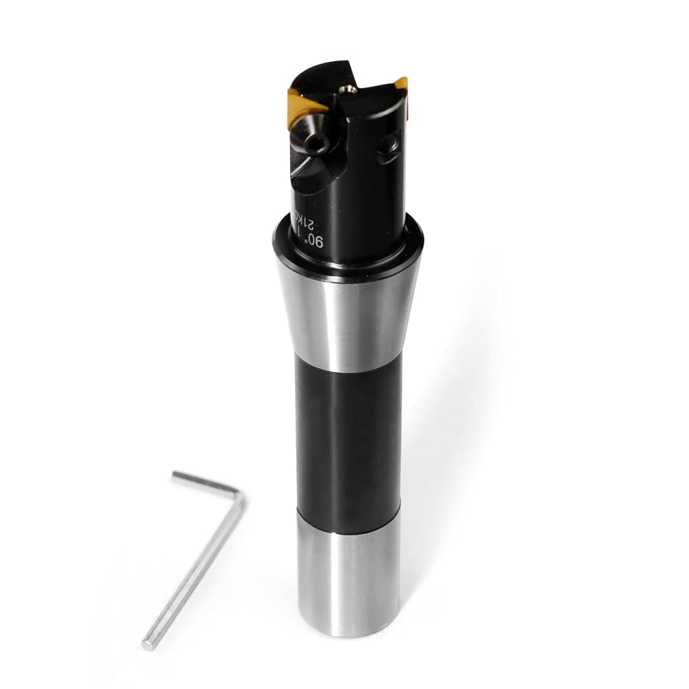 OSCARBIDE Indexable End Mill, R8 Shank, 1" Cutting Dia, 5-9/16" Length, TP22, 2 Flutes, 2pcs TPCN1103PDTR Inserts