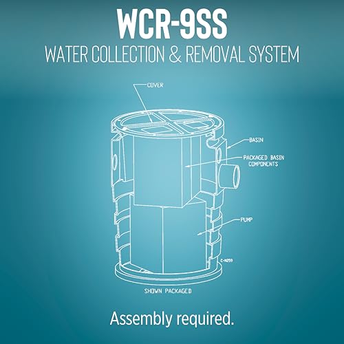 Image of Little Giant WCR-9SS 115 Volt, 4 /10 HP, 4800 GPH Automatic Outdoor Water /Seepage Collection and Removal System with Sewage Pump, 20' Piggyback Float Switch, Steel Cover, Green /Blue, 509082