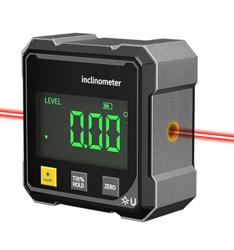 Image of Digital Laser Angle Finder inclinometer, Protractor Tool, 4x90 High Accuracy, Large LED Display, Magnetic Base, USB Rechargeable, for Woodworking, Metalworking, Construction & DIY