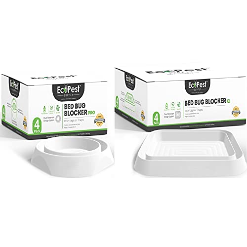 Bed Bug Interceptors - Combo Pack (White) | Bed Bug Blocker (Pro) And Bed Bug Blocker (Xl) Interceptor Traps - Packs Of 4 | Monitor, Detector, And Trap For Bed Bugs #TOP6