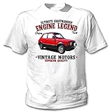  TEESANDENGINES Fiat 127 Sport T-Shirt für Herren, Weiß Gr. L, weiß