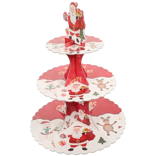 Ciieeo 3-tier Cake Stand Christmas Tree Cake Stand Cupcake Tray Paper Dessert Display