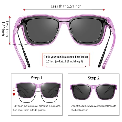 Image of URUMQI Polarized Sunglasses Fit Over Glasses for Men Women, Oversized Square Sun Glasses UV400 Protection