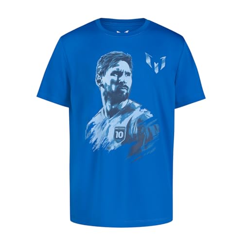Image of Messi Boys' Lifestyle Short Sleeve Top, Loose-Fit Shirt with Logo, Comfortable, All-Day Wear