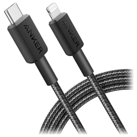 Anker 322 USB-C to Lightning Cable Braided MFi Certified iPhone Charger Cord for iPhone 15, 14, 13, 12, 11, iPad, AirPods – Durable Fast Charging Data Sync Cable Long Length – Black, 6ft