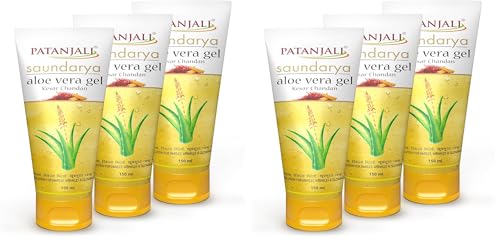 Image of Patanjali Saundarya Aloe Vera Gel Kesar Chandan, for Skin Hydration and Nourishment with Natural Aloe Vera Extract 150ml (Pack of 6)