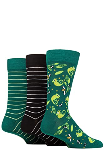 SockShop Lazy Panda Homme Nouveauté Chaussettes en bambou Paquet de 3 Caméléon 40-45