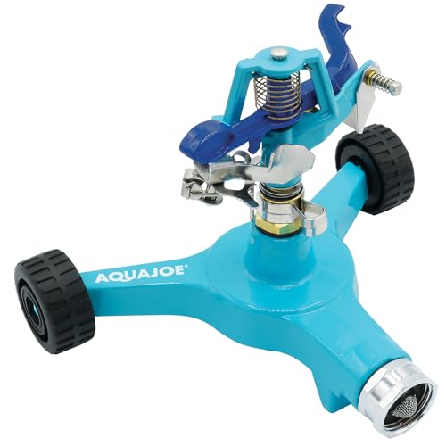 Aqua Joe AJ-IS6WB Indestructible Series Metal Impulse Sprinkler w/Wheeled 6-Inch Base