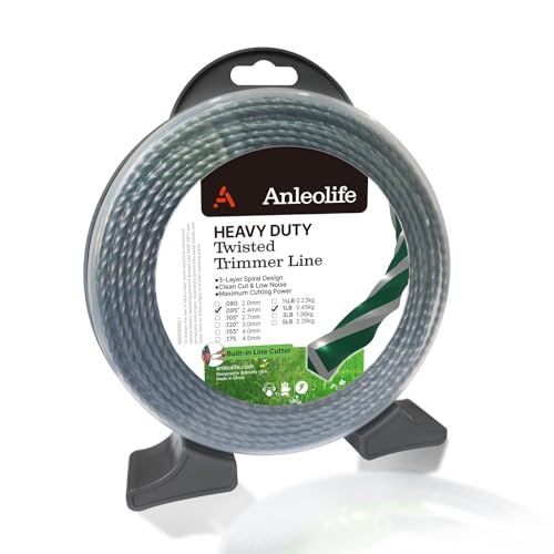 A Anleolife 1-Pound Heavy Duty Twisted .095-inch-by-393-ft Dual Core String Spiral Trimmer Line Donut,with Built-in Line Cutter