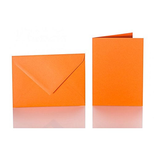 100 C5 Sobres con solapa triangular, 120 g + 100 tarjetas de doble 240 g 150 x 200 mm), color naranja 22