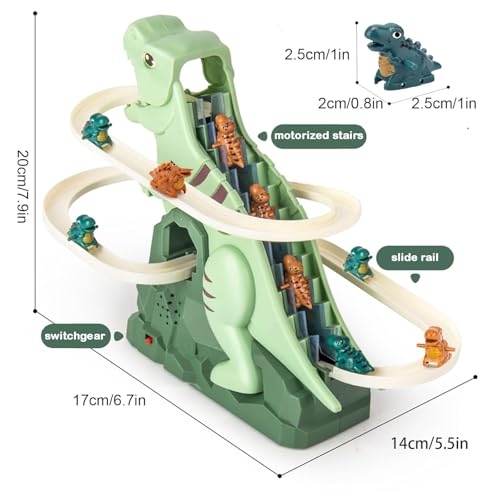Image of Dinosaur Chasing Race Track, Dinosaur Climbing Slide Music Toy with Music and Light, Electric Dinosaur Climbing Slide Music Toy Chasing Race, Electric Race Track Game Fun Track Slide
