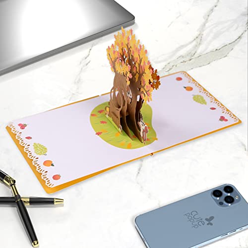 Cute Popup - Autumn Pop Up Card With Adorable Squirrels Design - Happy Fall Greeting Card - 3D Birthday Pop Up Cards - Perfect Handmade Present For Girlfriend, Mother, Father, Kid #TOP3