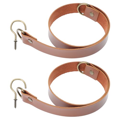 SHINEOFI Boucles de Fixation pour Rideaux en Cuir Véritable, Lot de 2 Pièces 2 Crochets,...