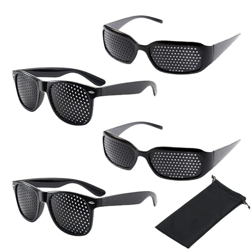Roinaid Rasterbrille Augentraining 4 Stück Lochbrille für Augentraining Original Lochbrille für Augentraining Original für Entspannendes Augentraining und Verbesserung der Sehkraft (Schwarz)