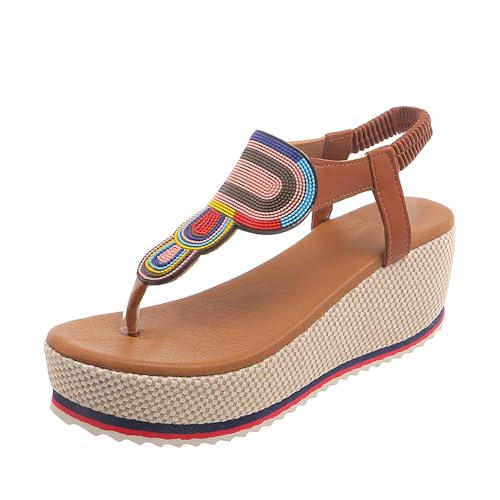 Genérico Cuñas Altas De Esparto Moda Urbana Callera Comodas Sandalias De Tacón Plataforma Cuñas Tacón Sandalias Entretiempo Con Tiras Finas Y Detalle