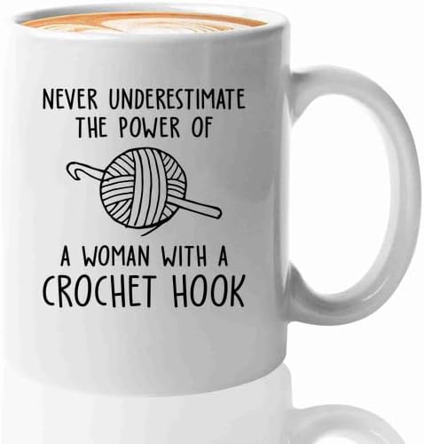 Crochet Coffee Mug 11oz White -With Crochet Hook - Gift For Crocheter Crocheting Crochet Coffee Mug Crochet Funny Mug Crochet Gift Crochet Lover, BHUGSLEADER8526