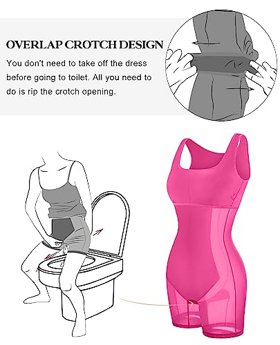 Image of Popilush Cocktail Dresses for Women Built in Shapewear Bra 8 in 1 Square Neck Mini Slit Party Summer Dress