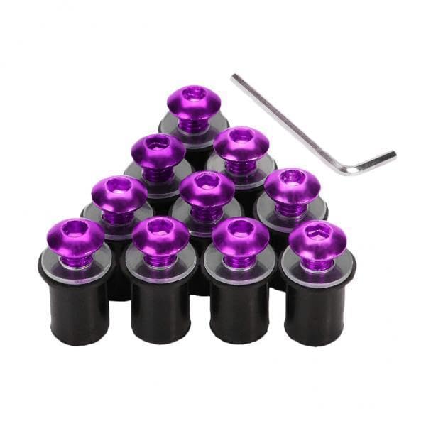 Club Bollywood® 4x10 Pieces Universal Windscreen Windshield Bolts Screw Kit M5 5mm Bolt Purple-image-4