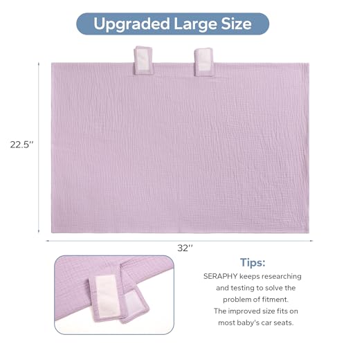 Image of SERAPHY Muslin Car Seat Cover Baby, Universal Carseat Covers Baby Girl Boy | 100% Muslin Cotton, Universal Fit, Breathable, Soft Infant Car Seat Canopy, For Boys and Girls, Sun & Wind Protection