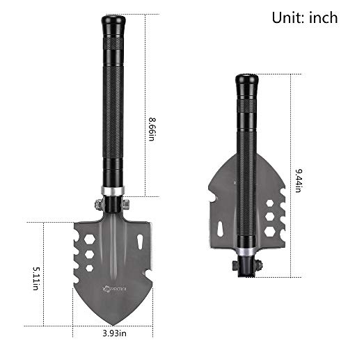 ANTARCTICA 15'' Military Portable Folding Shovel Multitool Compact Backpacking Tactical for Hunting, Camping (Black) …