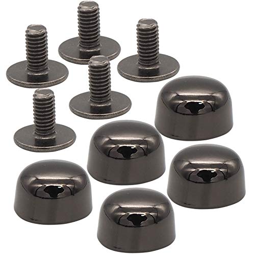 TSUKURIRO 底鋲 マフィン型 ネジ バッグ カバン 修理 レザークラフト DIY ハンドメイド パーツ (ガンブラック, 5個セット)