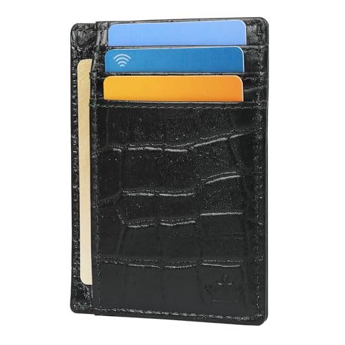Image of Genuine Leather Slim Card Holder Wallet for Men - Premium and Stylish Card Holder with Capacity for 7-10 Cards and Currency Compartment - Stylish and Functional Leather Wallet - Green