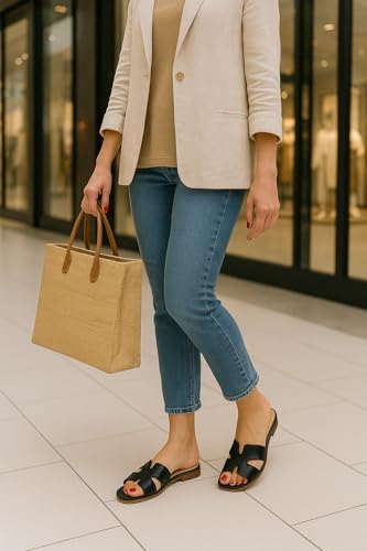 CUSHIONAIRE Voyage Cutout Strap Slides for Women, Slip On Summer Flats, Trendy Footwear, Comfortable Vacation Style Sandals for Women 20254