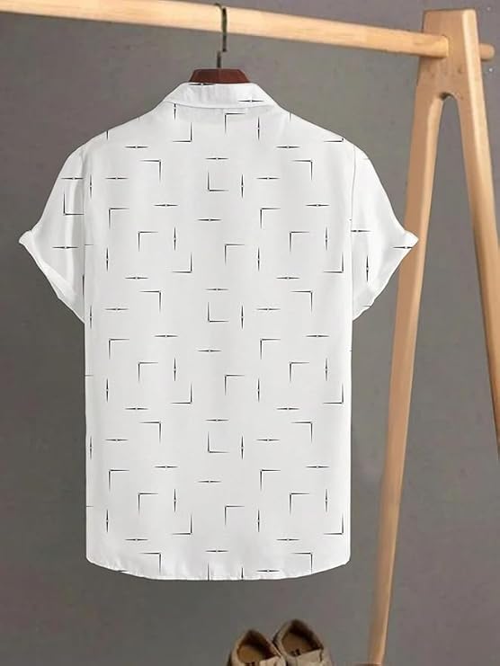 Image of Men's Striped Slim Fit Half Sleeves Stratchable Printed Shirt