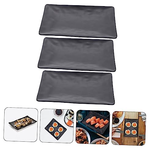 Set 3 platos playos de melamina negros para sushi miniatura 4