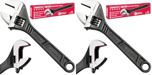 Image of SEDY 8-Inch Adjustable Wrench, Black Oxide Finish Wide Jaw Spanner with Inch /Metric Scale, Premium Drop Forged Steel for Automotive Plumbing and Household Repairs (Pack of 2)
