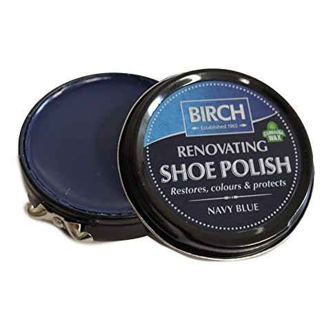 Charles Birch Premium Renovating Shoe Polish 50ml, High Pigment, Cleans Protects Shines inc Carnauba Wax, Lever Open Tin (Navy Blue) Cover