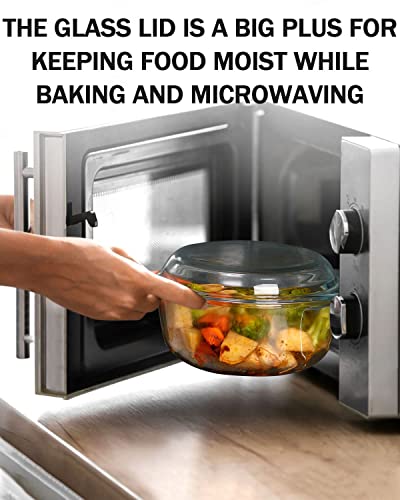Round Glass Casserole Dish With Lid For Oven Covered Glass Casseroles Ovenware With Glass Lid, Glass Microwavable Bowls (1.5L) #TOP5